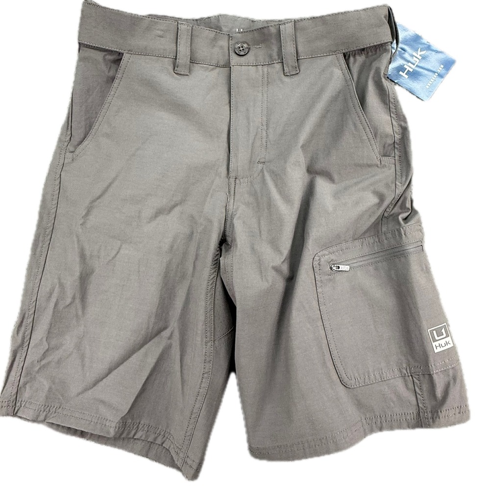 Huk NXTLVL Shorts Mens S Grey 10.5 Inseam Fishing Cargo H2000171-010-S
